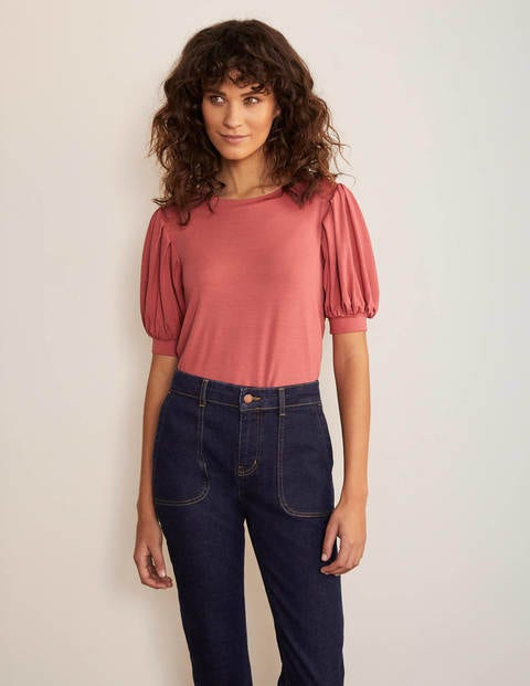 Holly Jerseyshirt mit Puffärmeln - Staubrot Holly Jerseyshirt mit Puffärmeln - Staubrot