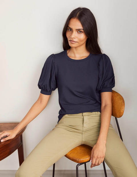 Holly Puff Sleeve Jersey Top - Navy Holly Puff Sleeve Jersey Top - Navy