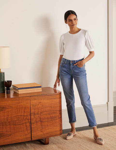 Holly Jerseyshirt mit Puffärmeln - Weiß Holly Jerseyshirt mit Puffärmeln - Weiß