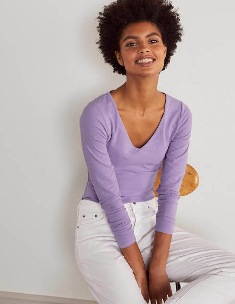 Double Layer V-neck Top - Cool Violet Double Layer V-neck Top - Cool Violet