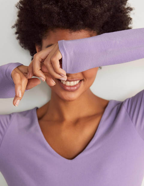 Double Layer V-neck Top - Cool Violet Double Layer V-neck Top - Cool Violet