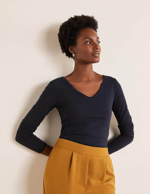 Double Layer V-neck Top - Navy Double Layer V-neck Top - Navy