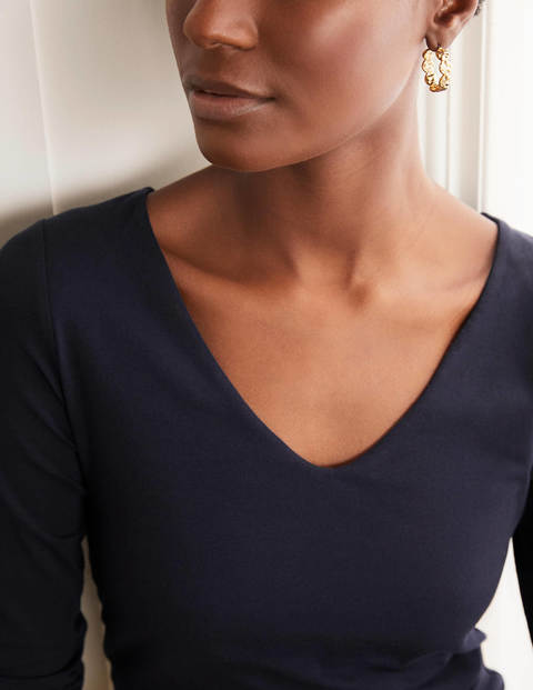 Double Layer V-neck Top - Navy Double Layer V-neck Top - Navy