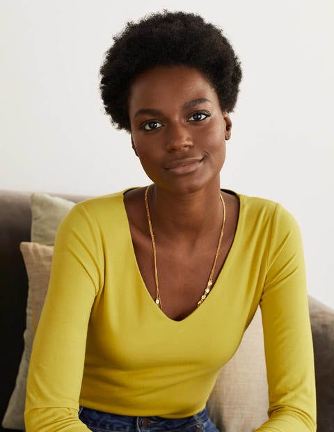 Double Layer V-neck Top - Chartreuse Double Layer V-neck Top - Chartreuse