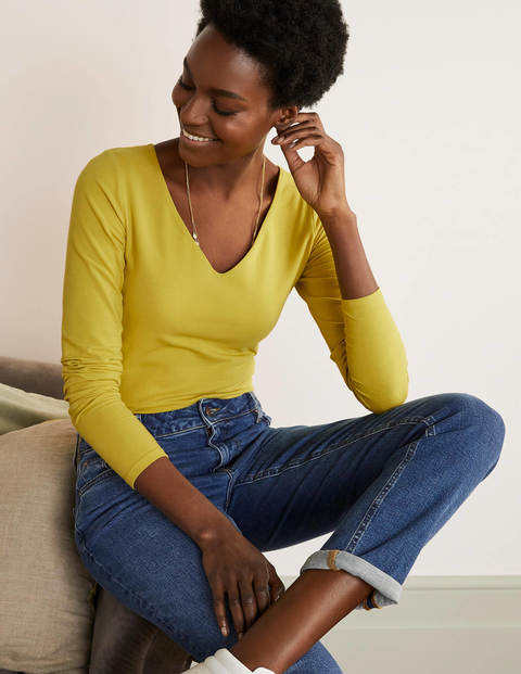 Double Layer V-neck Top - Chartreuse Double Layer V-neck Top - Chartreuse