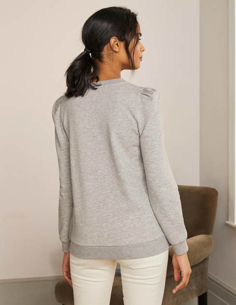 Puff Sleeve Sweatshirt - Grey Marl Puff Sleeve Sweatshirt - Grey Marl