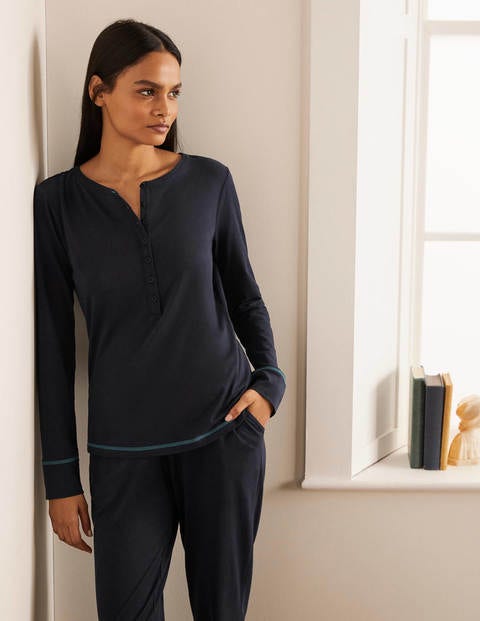 Alba Jersey Pyjama Top - Navy Alba Jersey Pyjama Top - Navy