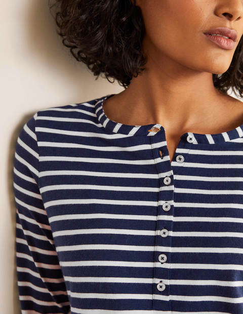 Alba Jersey Pyjama Top - Navy and Ivory Stripe Alba Jersey Pyjama Top - Navy and Ivory Stripe