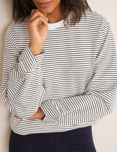 Verity Sweatshirt - Navy, Ivory, Skinny Stripe Verity Sweatshirt - Navy, Ivory, Skinny Stripe