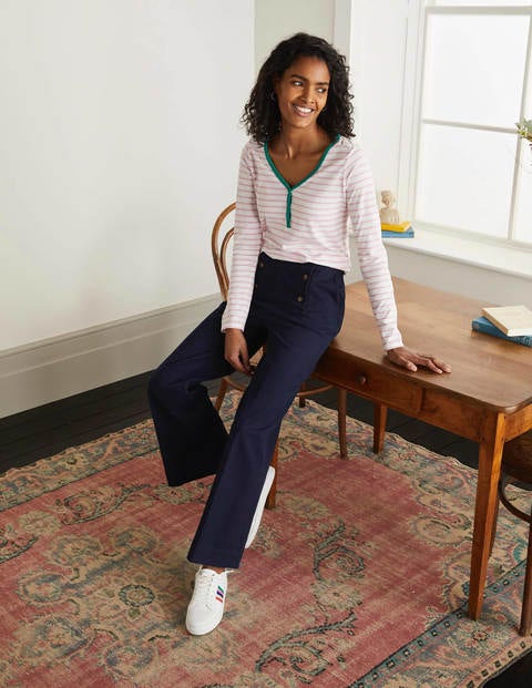 Theodora Jersey Henley Top - Ivory/Soft Peony Theodora Jersey Henley Top - Ivory/Soft Peony
