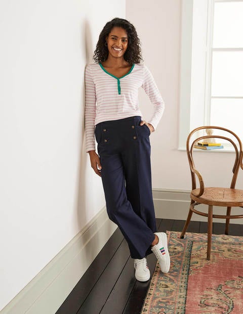 Theodora Jersey Henley Top - Ivory/Soft Peony Theodora Jersey Henley Top - Ivory/Soft Peony