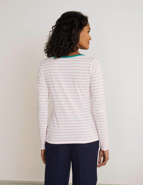 Theodora Jersey Henley Top - Ivory/Soft Peony Theodora Jersey Henley Top - Ivory/Soft Peony