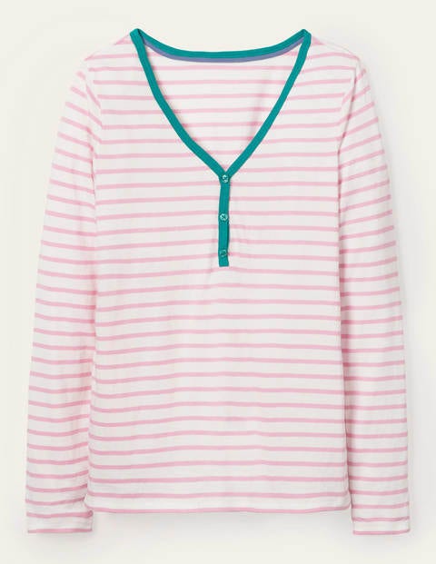 Theodora Jersey Henley Top - Ivory/Soft Peony Theodora Jersey Henley Top - Ivory/Soft Peony