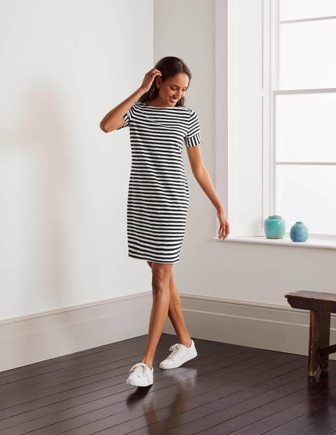 Darcey Jersey T-shirt Dress - Ivory/ Navy Darcey Jersey T-shirt Dress - Ivory/ Navy
