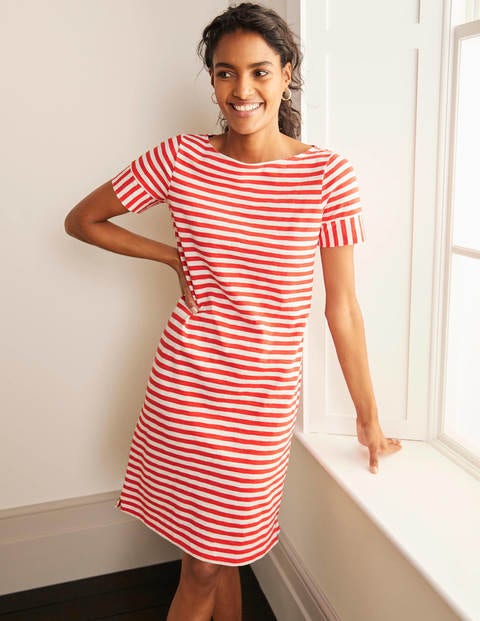 Darcey Jersey T-shirt Dress - Cherry Red/ Ivory Darcey Jersey T-shirt Dress - Cherry Red/ Ivory