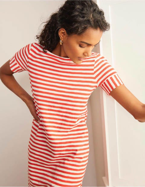 Darcey Jersey T-shirt Dress - Cherry Red/ Ivory Darcey Jersey T-shirt Dress - Cherry Red/ Ivory