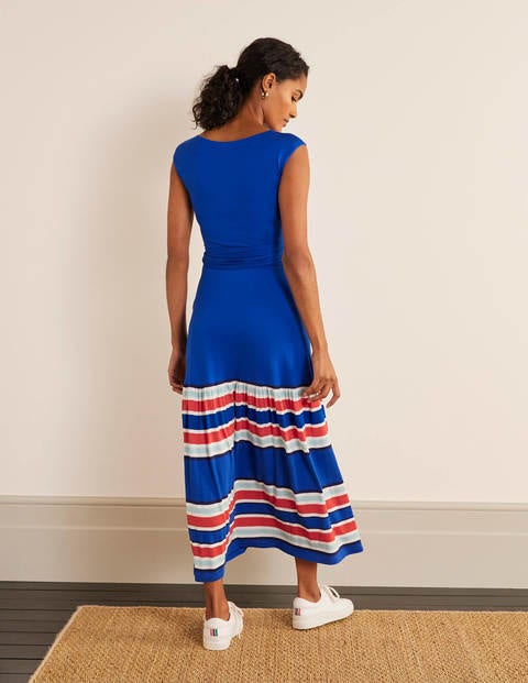 Eda Jersey Tiered Dress - Cherry Red and Summit Stripe Eda Jersey Tiered Dress - Cherry Red and Summit Stripe