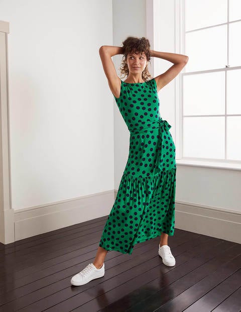 Eda Jersey Tiered Dress - Sapling, Scattered Dot Small Eda Jersey Tiered Dress - Sapling, Scattered Dot Small