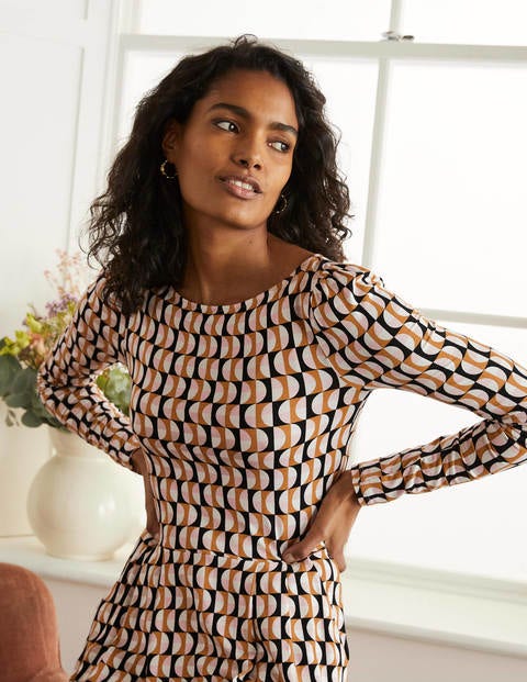Francesca Jersey Dress - Black, Arc Swirl Francesca Jersey Dress - Black, Arc Swirl
