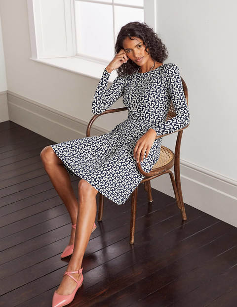 Francesca Jersey Dress - Navy, Spinning Petals Francesca Jersey Dress - Navy, Spinning Petals