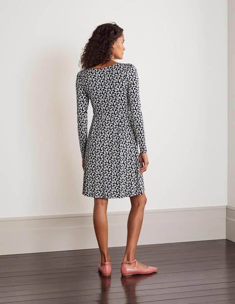 Francesca Jersey Dress - Navy, Spinning Petals Francesca Jersey Dress - Navy, Spinning Petals
