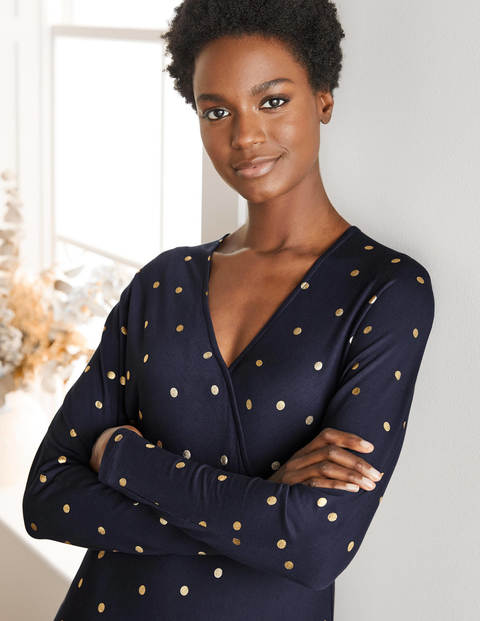 Gemma Jersey Dress - Navy, Gold Foil Spot Gemma Jersey Dress - Navy, Gold Foil Spot