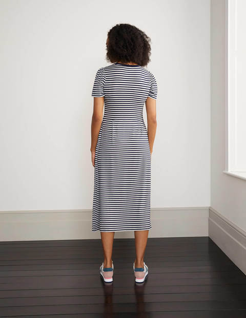 Lucinda Jersey Midi Dress - Ivory/ Navy Lucinda Jersey Midi Dress - Ivory/ Navy