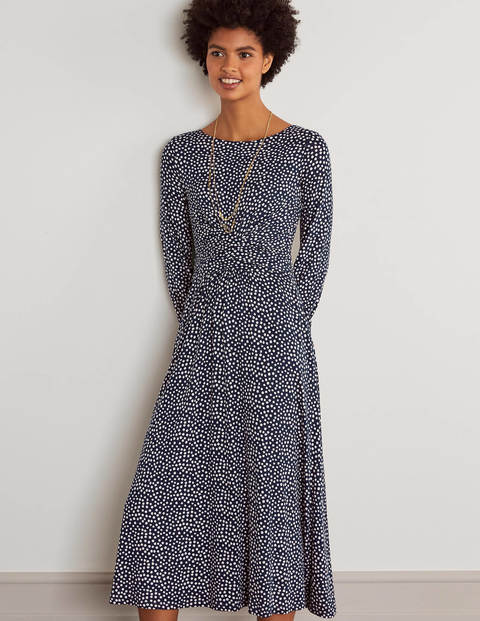 Jennifer Jersey Midi Dress - Navy, Painted Dot Jennifer Jersey Midi Dress - Navy, Painted Dot