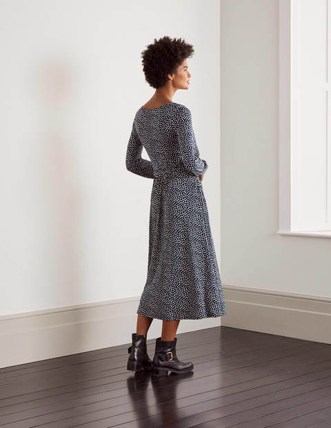 Jennifer Jersey Midi Dress - Navy, Painted Dot Jennifer Jersey Midi Dress - Navy, Painted Dot