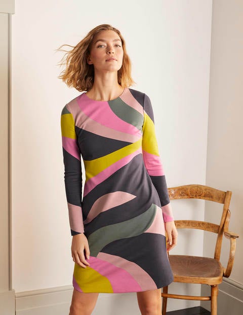 Isabella Ponte Shift Dress - Asphalt, Groovy Wave Isabella Ponte Shift Dress - Asphalt, Groovy Wave