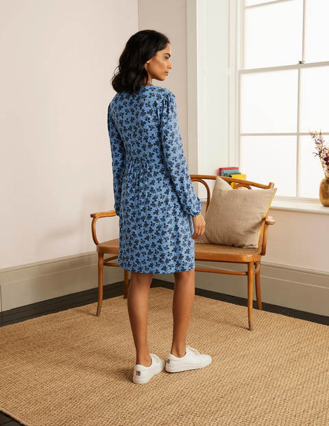 Blue Clover Print Hattie Jersey Dress - Hazy Blue, Clover Petal Blue Clover Print Hattie Jersey Dress - Hazy Blue, Clover Petal