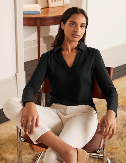 The Cotton Collar Notch Tee - Black The Cotton Collar Notch Tee - Black