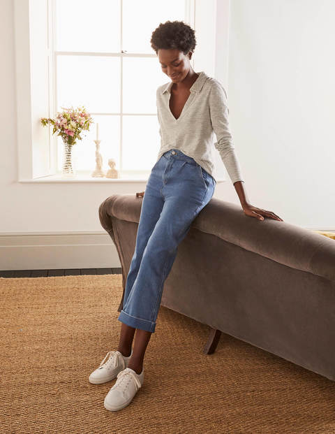 The Cotton Collar Notch Tee - Ivory/Navy The Cotton Collar Notch Tee - Ivory/Navy