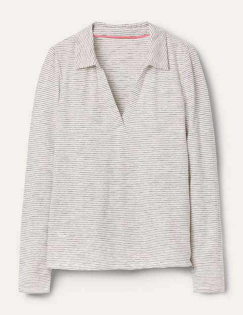The Cotton Collar Notch Tee - Ivory/Navy The Cotton Collar Notch Tee - Ivory/Navy