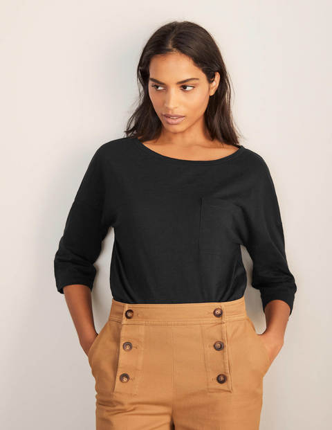 The Cotton Boxy Boatneck Tee - Black The Cotton Boxy Boatneck Tee - Black