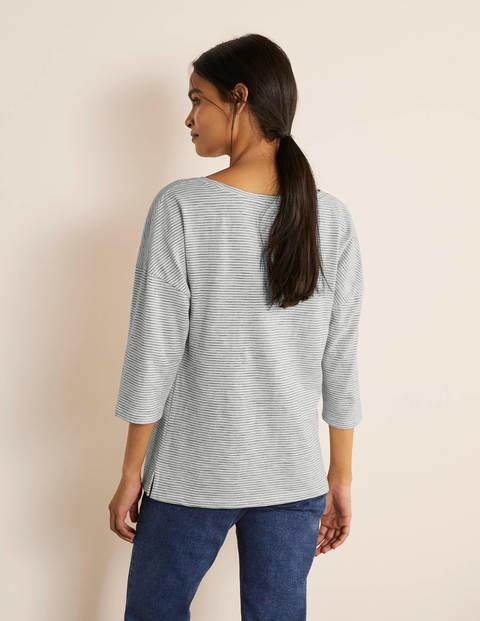 The Cotton Boxy Boatneck Tee - Ivory/Navy The Cotton Boxy Boatneck Tee - Ivory/Navy