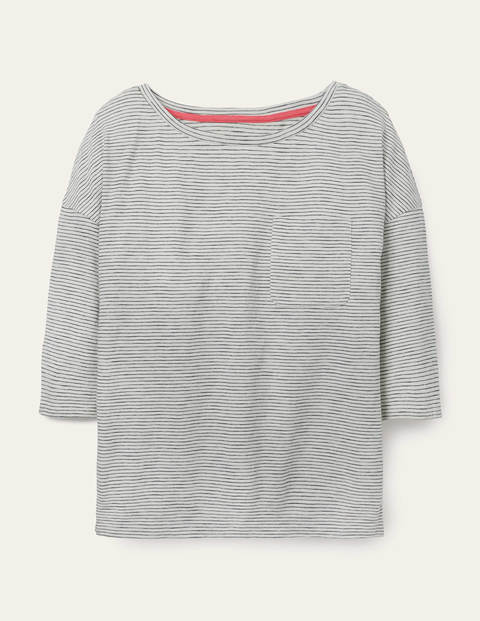 The Cotton Boxy Boatneck Tee - Ivory/Navy The Cotton Boxy Boatneck Tee - Ivory/Navy