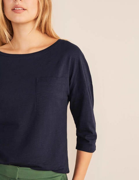 The Cotton Boxy Boatneck Tee - Navy The Cotton Boxy Boatneck Tee - Navy