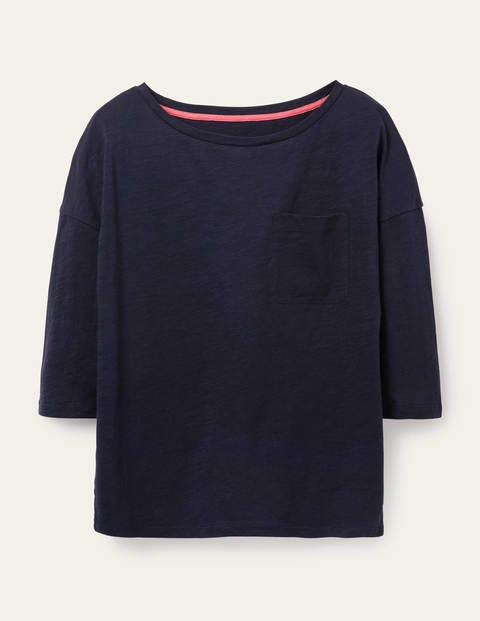 The Cotton Boxy Boatneck Tee - Navy The Cotton Boxy Boatneck Tee - Navy