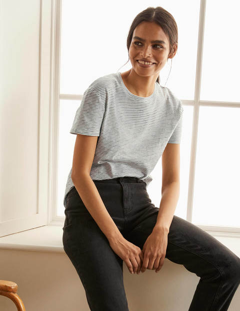 The Cotton Boyfriend Tee - Ivory/Navy The Cotton Boyfriend Tee - Ivory/Navy