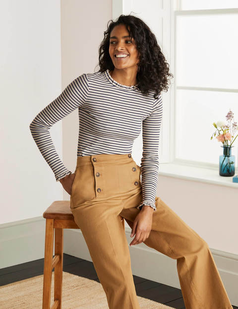 Elisa Rib Top - Ivory/ Navy Elisa Rib Top - Ivory/ Navy