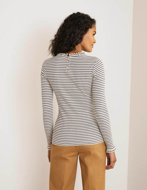 Elisa Rib Top - Ivory/ Navy Elisa Rib Top - Ivory/ Navy