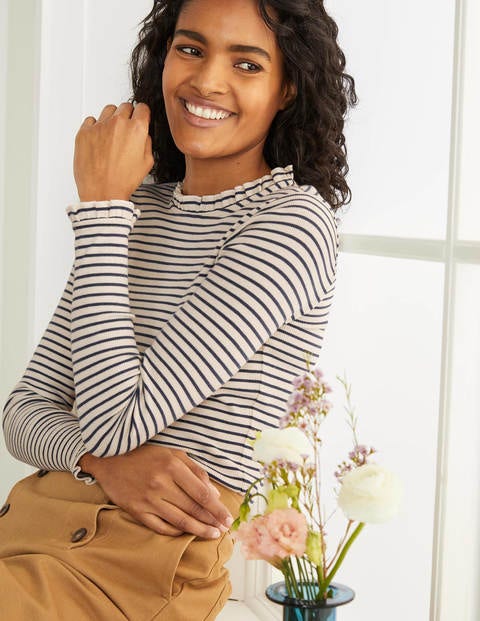 Elisa Rib Top - Ivory/ Navy Elisa Rib Top - Ivory/ Navy