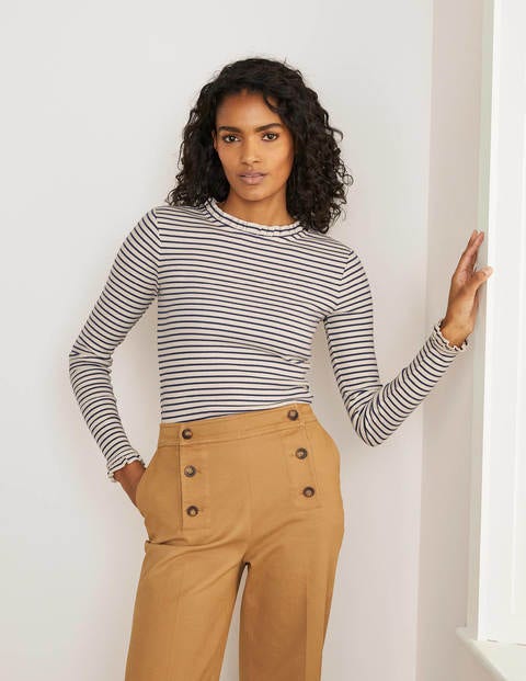 Elisa Rib Top - Ivory/ Navy Elisa Rib Top - Ivory/ Navy