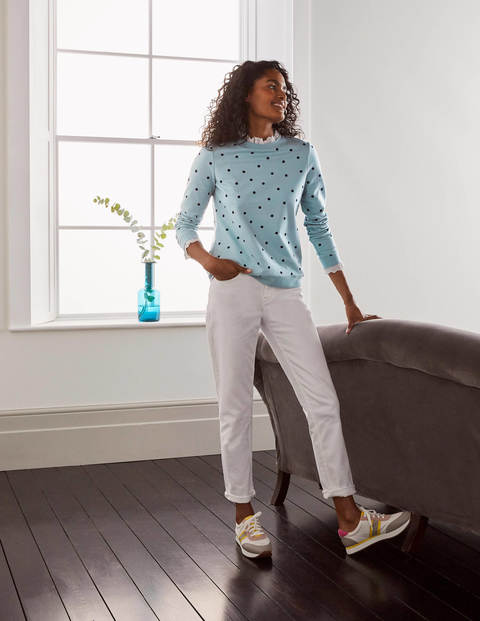 Holly Jersey Sweatshirt - Ice Blue, Polka Dot Holly Jersey Sweatshirt - Ice Blue, Polka Dot