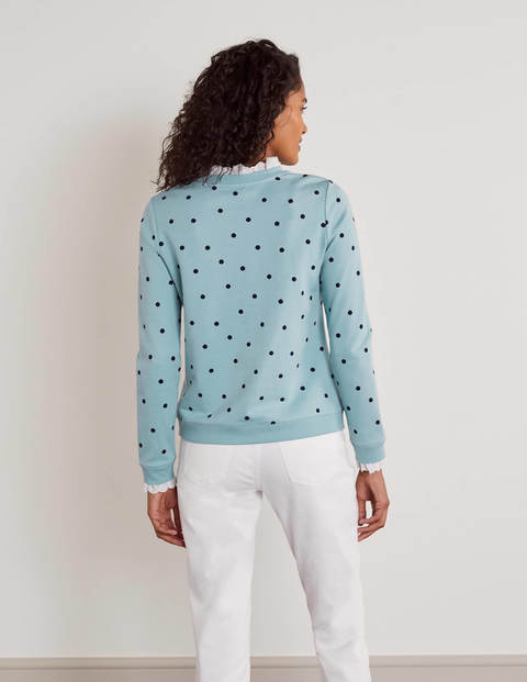 Holly Jersey Sweatshirt - Ice Blue, Polka Dot Holly Jersey Sweatshirt - Ice Blue, Polka Dot