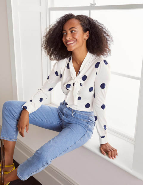 Gabriella Jersey Top - Ivory, Regular Dot Gabriella Jersey Top - Ivory, Regular Dot