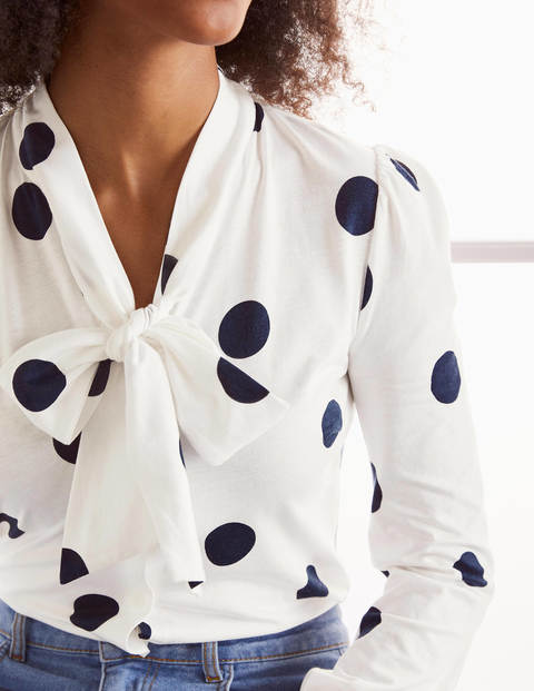 Gabriella Jersey Top - Ivory, Regular Dot Gabriella Jersey Top - Ivory, Regular Dot