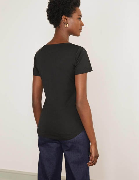 Superweiches T-shirt mit Rundhalsausschnitt - Schwarz Superweiches T-shirt mit Rundhalsausschnitt - Schwarz