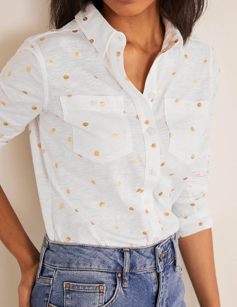 Authentic Jersey Shirt - White, Polka Dot Authentic Jersey Shirt - White, Polka Dot
